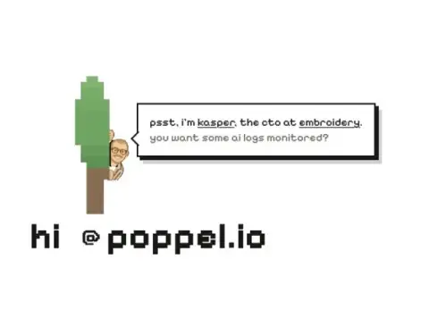 Pixel-art Kasper peeking from a poplar tree on poppel.io